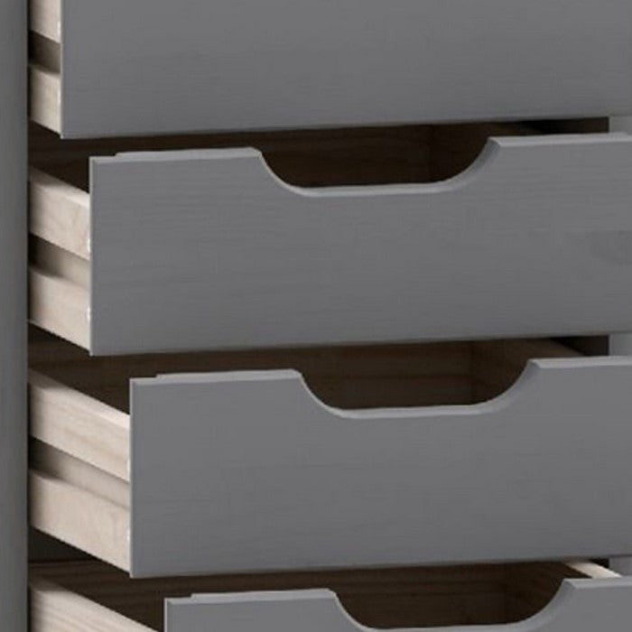 6 Drawer Rolling Storage Cart with Cut Out Pulls, Gray