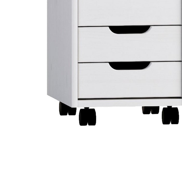 6 Drawer Rolling Storage Cart with Cut Out Pulls, White Wash