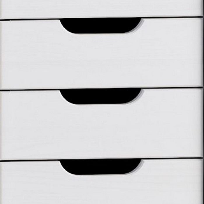 6 Drawer Rolling Storage Cart with Cut Out Pulls, White Wash