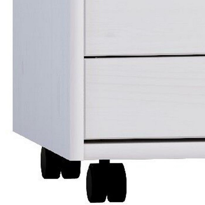 Rolling Storage Cart with Cut Out Pulls and 6 Drawers, White Wash