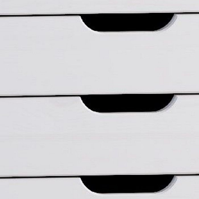 Rolling Storage Cart with Cut Out Pulls and 6 Drawers, White Wash