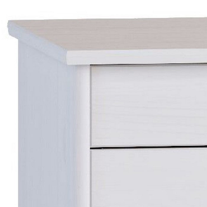 Rolling Storage Cart with Cut Out Pulls and 6 Drawers, White Wash