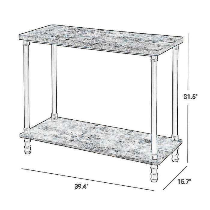 Wood and Metal Frame Console Table with Open Bottom Shelf, Rustic Brown