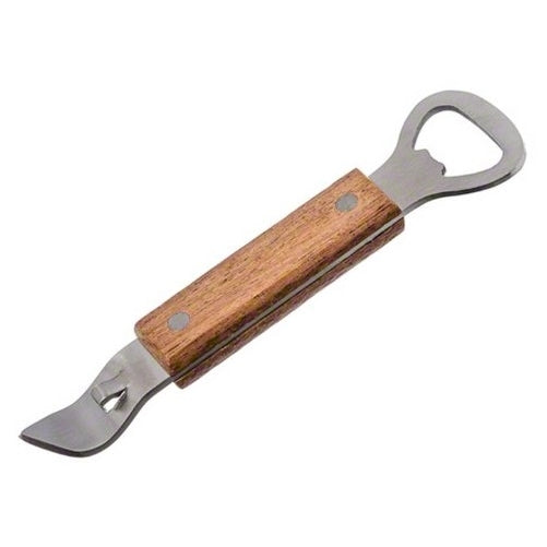 American Metalcraft BBC39 Stainless Steel Hand-Held Deluxe Bottle and Can Opener, 4.5" L, Hardwood Handle