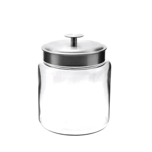 Anchor Hocking 77978 Mini Montana Jar with Brushed Aluminum Metal Cover, Glass, 96-Ounce