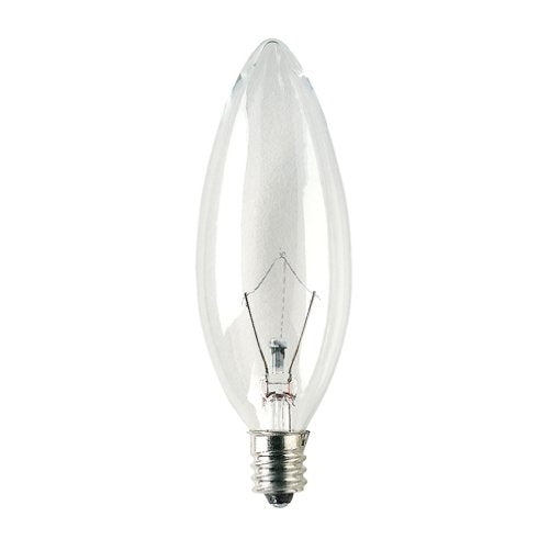 Bulbrite KR25CTC/25 25W Krystal Touch Torpedo Chandelier Bulb (B8), Candelabra Base