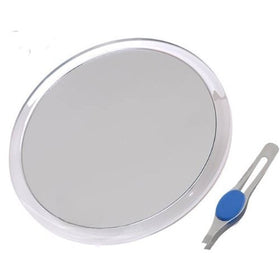 JUMBL Large 10" Suction Cup 8X Magnifying Mirror with Precision Tweezers