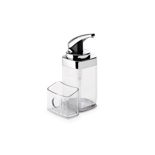 simplehuman Precision Lever Square Push Soap Pump With Removable Caddy, Chrome And Plastic, 22 fl. oz.