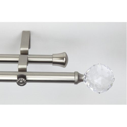 Modern Faceted Double Curtain Rod Size: 66" - 120" W, Finish: Satin Nickel