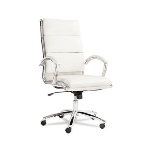 Alera ALENR4106 Neratoli Series HighBack Swivel/Tilt Chair,White Faux Leather,Chrome Frame