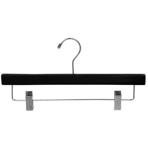 The Great American Hanger Company 500333-025 Wooden Bottom Hanger with Clips (25 Piece), Black, Large