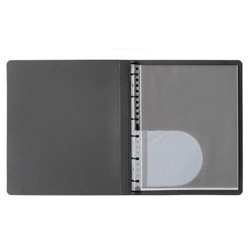 Prat Start 1 Spiral Book, Semi-Rigid Cover, 10 Sheet Protectors with Black Paper Inserts, Multi-Ring Binder and CD Holder, Landscape 11 X 14 inches, Black (SPBL-14-BK)