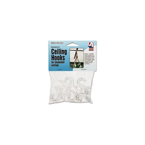 Adams 5/16 x 3/4 x 1-3/8 Inches Clear Plastic Ceiling Hooks, 6 per Pack (ADM1900993241)