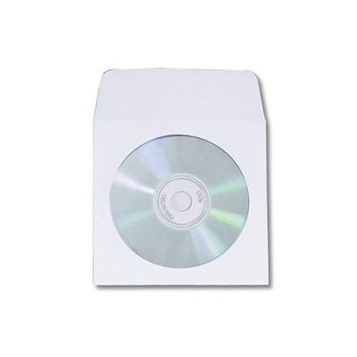 2000 pcs CD DVD White Paper Sleeves with Flap and Clear Window Envelopes