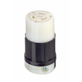 Leviton 2313 20 Amp, 125 Volt, NEMA L5-20R, 2P, 3W, Locking Connector, Industrial Grade, Grounding- Black-White