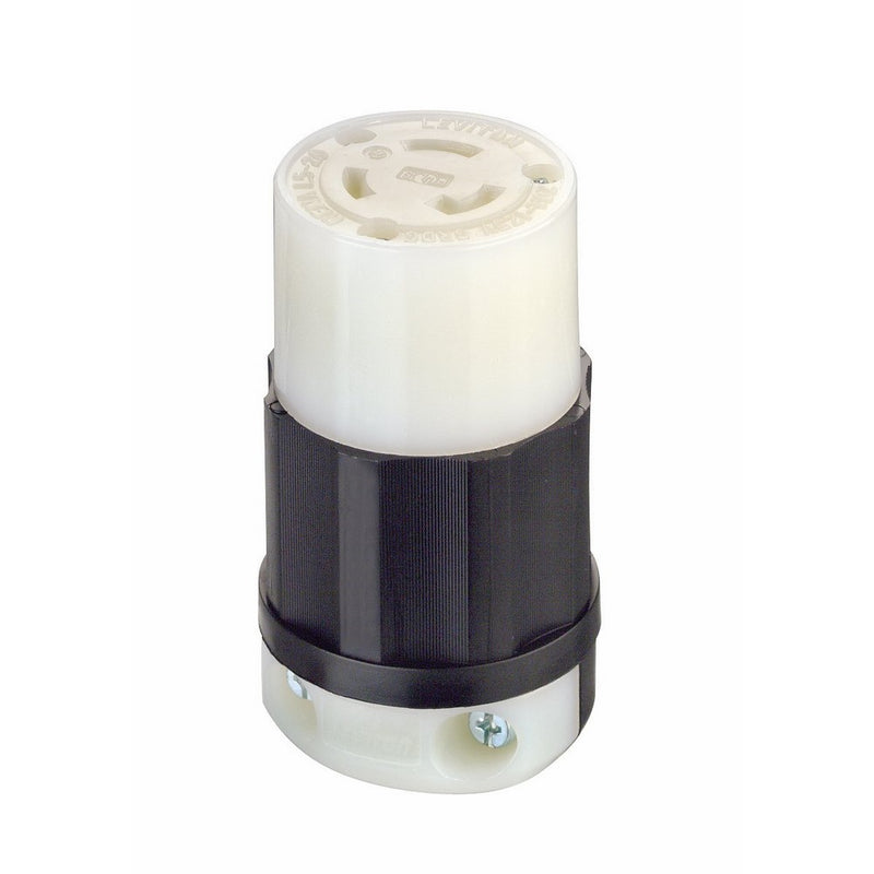 Leviton 2313 20 Amp, 125 Volt, NEMA L5-20R, 2P, 3W, Locking Connector, Industrial Grade, Grounding- Black-White