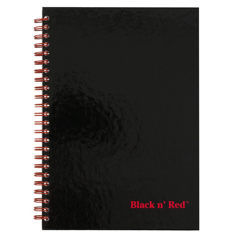 Black n' Red Twin Wire Hardcover Notebook, 8-1/4" x 5-7/8", Black/Red, 70 Ruled Sheets (L67000)