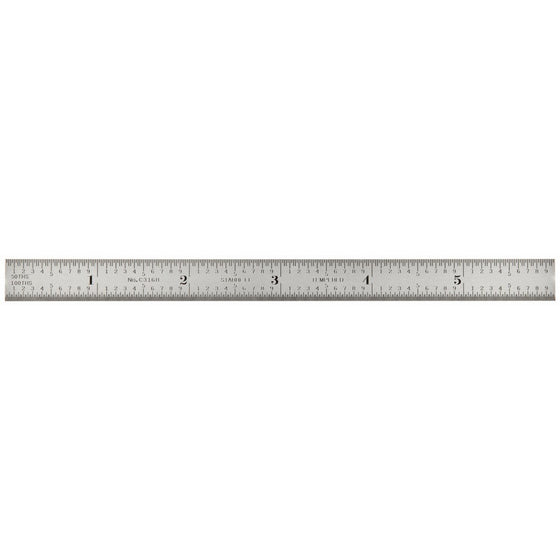 Starrett C316R-6 6-Inch Steel Rule with Inch Graduations