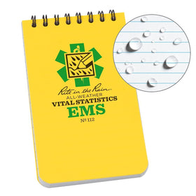 Rite in the Rain Weatherproof EMS Notebook, 3" x 5", Yellow Cover, Vital Stats Pages (No. 112)