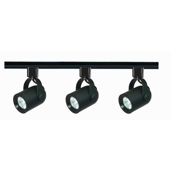 Nuvo Lighting TK349 3-Light Line Voltage 50-Watt MR16 GU10 Base, Round Back Track Light Kit, Black