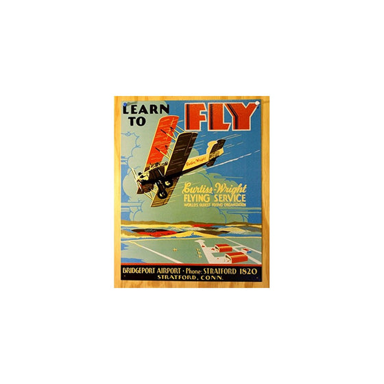 Learn To Fly Bi Wing Airplane Retro Vintage Tin Sign Tin Sign , 13x16