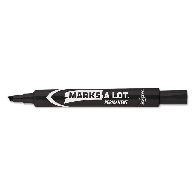 Marks-A-Lot 08888 Large Desk Style Permanent Marker, Chisel Tip, Black (Pack of 12)