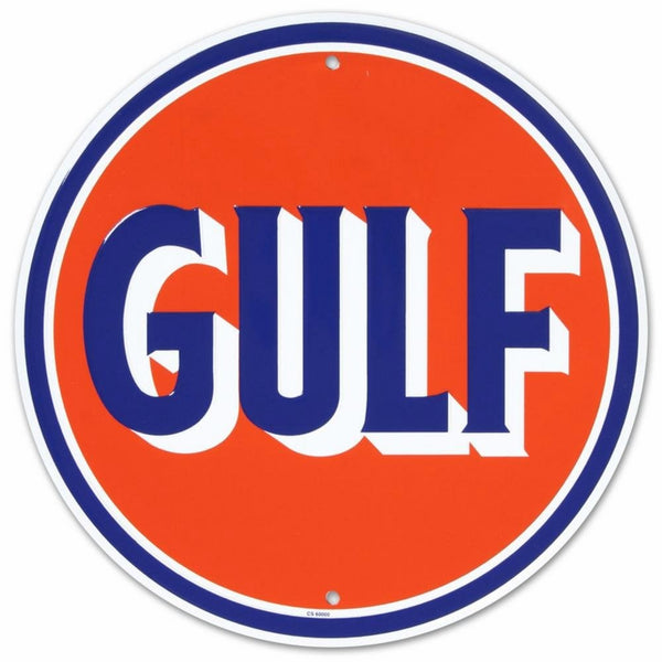 Gulf Oil Gasoline Logo Round Tin Sign 12 x 12in