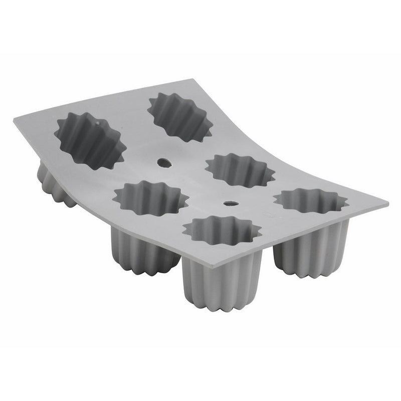 ELASTOMOULE Silicone Mold, 6 'Canelés' fluted cakes, 8.25" x 7"