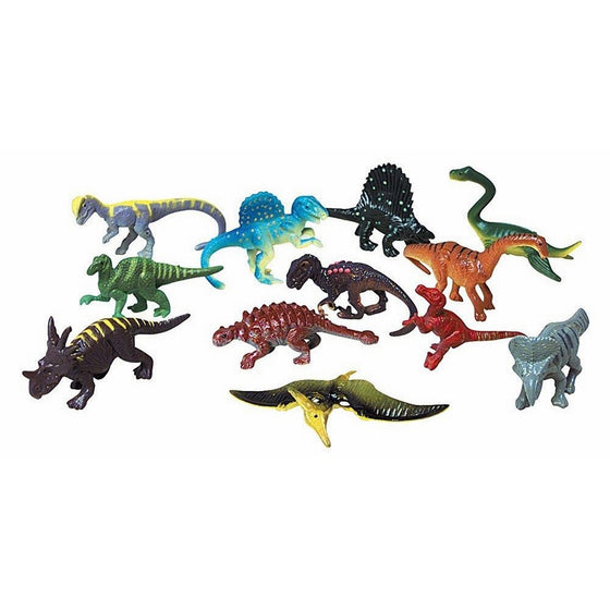 Dozen Small Toy Dinosaurs: 2.5 inch Plastic Toy Dino Figures