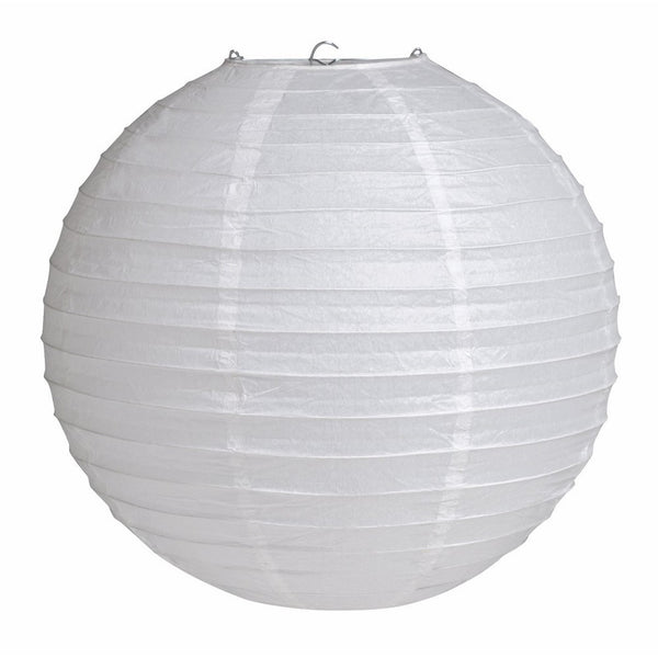 12" Round Hanging Paper Lantern, White