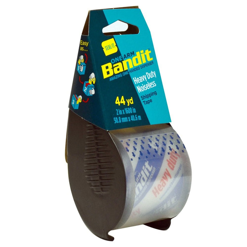 Seal-It 2 Inches x 1600 Inches, Bandit Shipping Tape, Noiseless with One Arm Dispenser