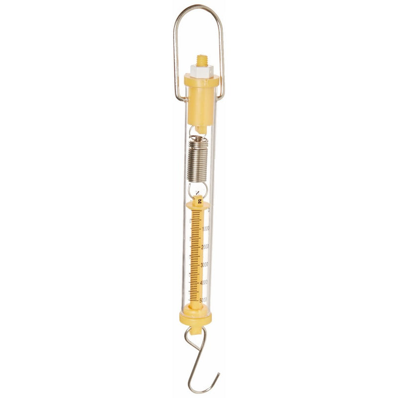 Ajax Scientific ME505-5000 Plastic Tubular Spring Scale, 5000g/50N Weight Capacity, Yellow