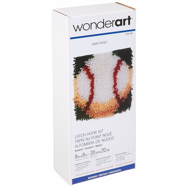 Wonderart Baseball Latch Hook Kit, 8" X 8"