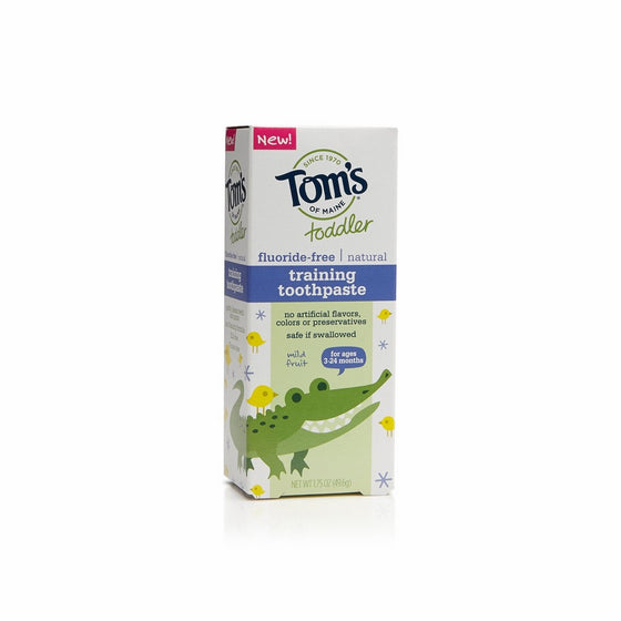 Tom's of Maine 683377 Toddler Fluoride-Free Natural Training Toothpaste, Mild Fruit, 1.75 oz (Pack of 12)