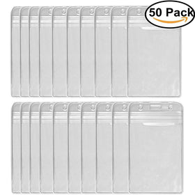 HOSL 50 Pcs Clear Plastic Vertical Name Tag Badge ID Card Holder