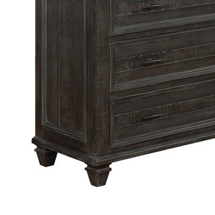Transitional Style Wooden Chest with 8 Drawers, Dark Brown