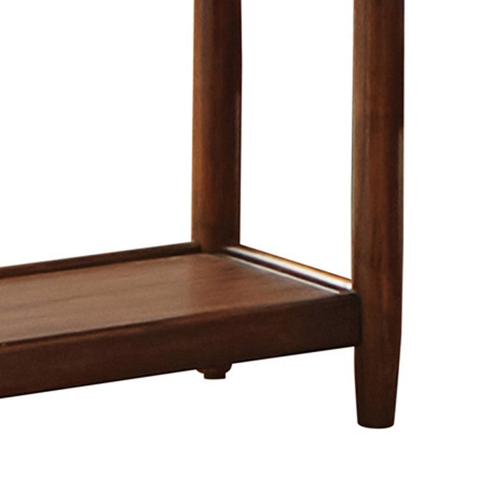 Single Drawer Oval Shaped Wooden Nightstand with Open Bottom Shelf, Brown