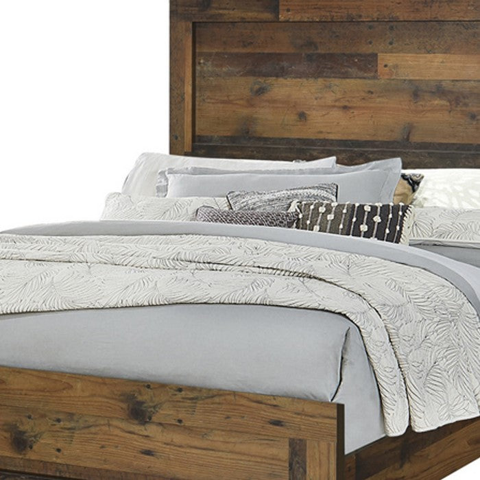 Contemporary Style Twin Size Bed with Rustic Details, Dark Brown