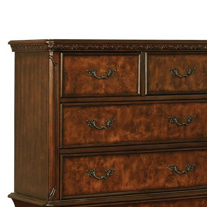 Bombe Shaped Chest with Carving and Molded Details, Cherry Brown