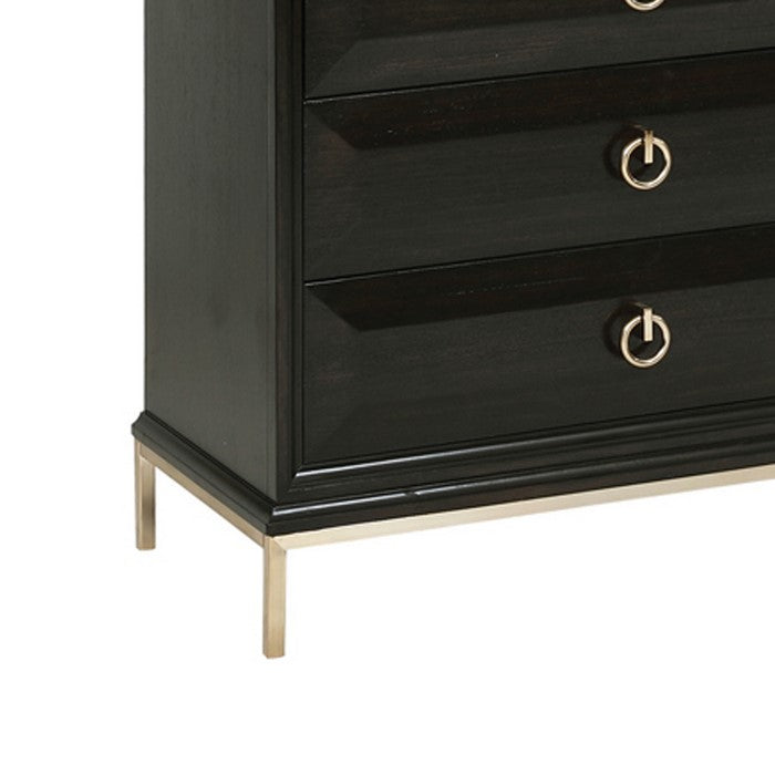 9 Drawer Contemporary Style Dresser with Ring Pulls, Dark Brown