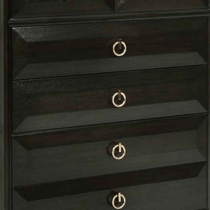 8 Drawer Hidden Lift Top Chest with Storage and Mirror, Dark Brown