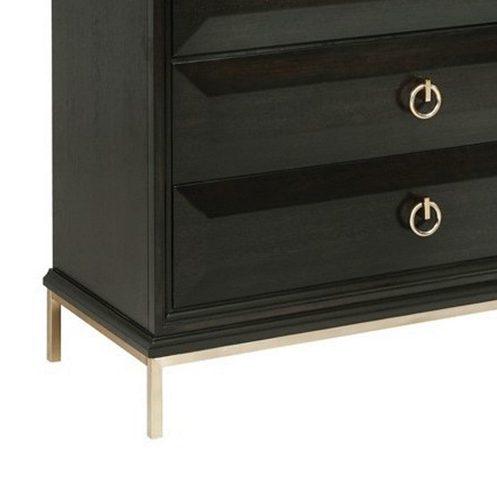 8 Drawer Hidden Lift Top Chest with Storage and Mirror, Dark Brown
