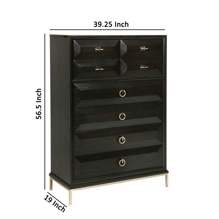 8 Drawer Hidden Lift Top Chest with Storage and Mirror, Dark Brown