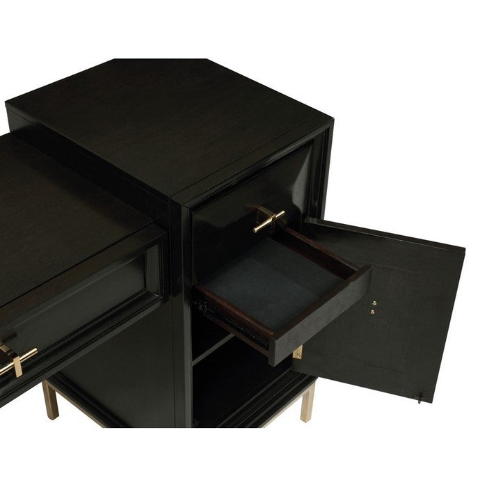 3 Drawers and 2 Doors Cabinet Vanity Desk with Ring Pulls, Dark Brown