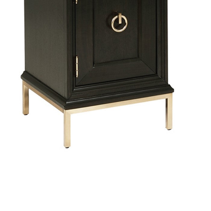 3 Drawers and 2 Doors Cabinet Vanity Desk with Ring Pulls, Dark Brown