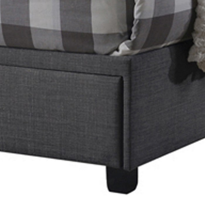 Fabric Upholstered Full Size Wooden Storage Bed with Nailhead Trims, Gray