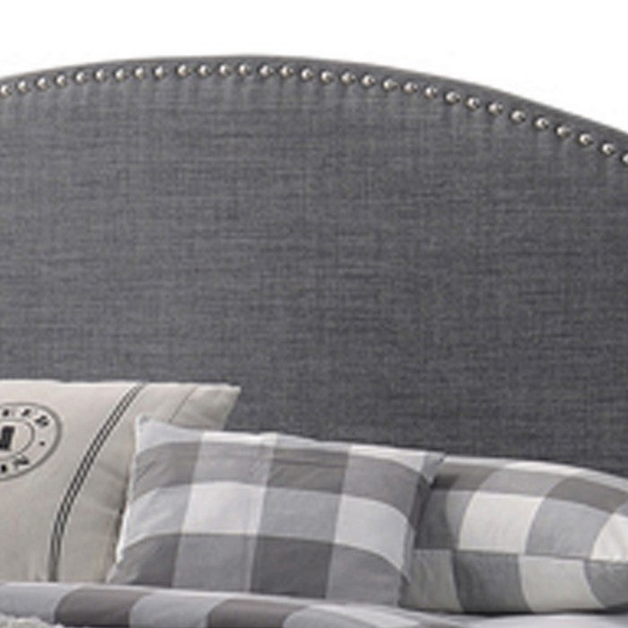 Fabric Upholstered Full Size Wooden Storage Bed with Nailhead Trims, Gray