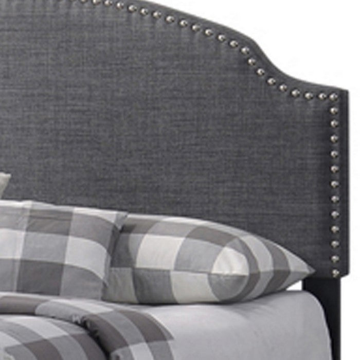 Fabric Upholstered Full Size Wooden Storage Bed with Nailhead Trims, Gray