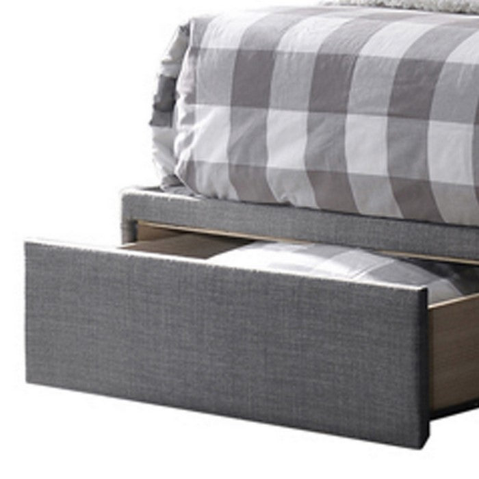 Fabric Upholstered Wooden Eastern King Storage Bed with Nailhead Trims,Gray