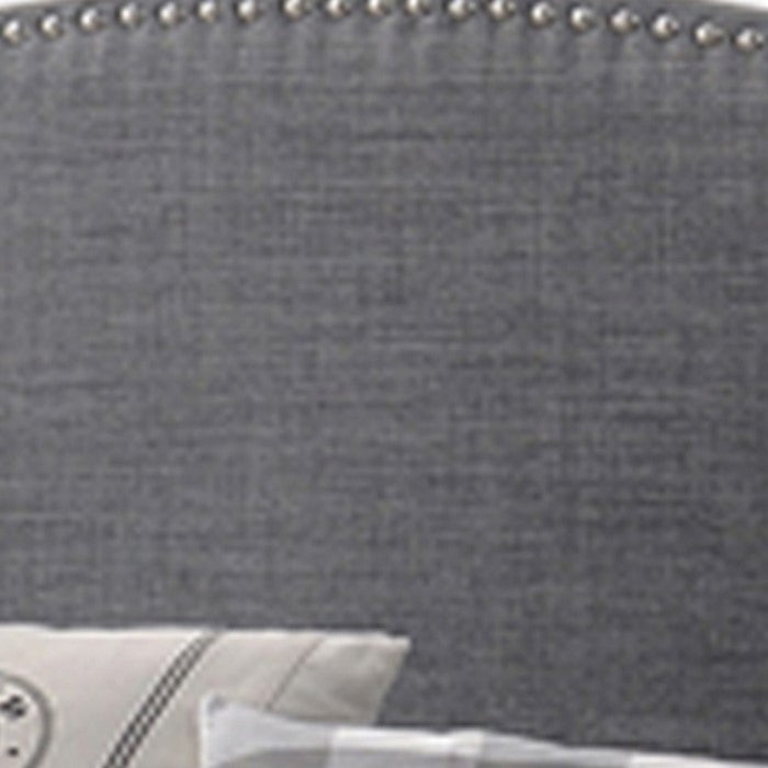 Fabric Upholstered Wooden Eastern King Storage Bed with Nailhead Trims,Gray